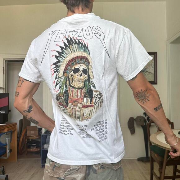 Rare 2013 Kanye Yeezus Tour Indian Chief Graphic Tee Shirt - Picture 8 of 8